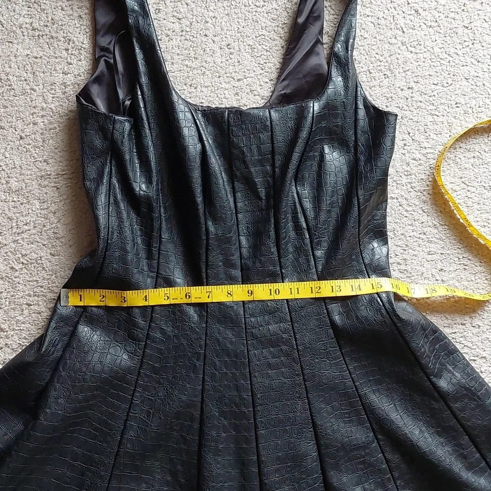 Anthropologie Avec Les Filles Black Faux Leather Midi Dress Sz LP - Picture 13 of 16